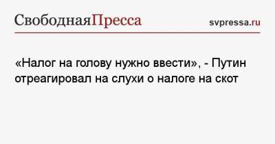 Владимир Путин - «Налог на голову нужно ввести», — Путин отреагировал на слухи о налоге на скот - svpressa.ru - Россия