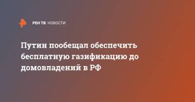 Владимир Путин - Путин пообещал обеспечить бесплатную газификацию до домовладений в РФ - ren.tv - Россия