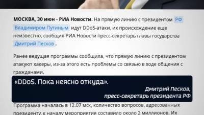 Новости на "России 24". Во время "Прямой линии" на цифровые системы были организованы мощные DDoS-атаки - vesti.ru - Россия