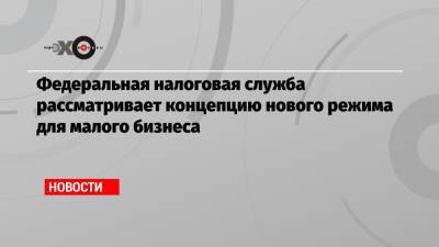 Федеральная налоговая служба рассматривает концепцию нового режима для малого бизнеса - echo.msk.ru