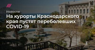 На курорты Краснодарского края пустят переболевших COVID-19 - tvrain.ru - Краснодарский край