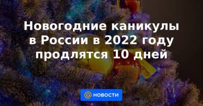 Антон Котяков - Новогодние каникулы в России в 2022 году продлятся 10 дней - news.mail.ru - Санкт-Петербург