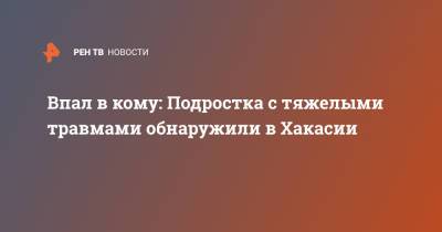 Александр Харченко - Владислав Ховалыг - Впал в кому: Подростка с тяжелыми травмами обнаружили в Хакасии - ren.tv - Красноярский край - респ. Хакасия - Саяногорск
