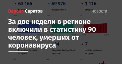 За две недели в регионе включили в статистику 90 человек, умерших от коронавируса - nversia.ru - Москва - Санкт-Петербург - Московская обл. - Нижегородская обл. - Саратовская обл. - Воронежская обл. - Ростовская обл.