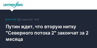 Владимир Путин - Путин ждет, что вторую нитку "Северного потока 2" закончат за 2 месяца - interfax.ru - Москва - Пмэф