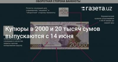 Купюры в 2000 сумов и 20 тысяч сумов выпускаются с 14 июня - gazeta.uz - Узбекистан