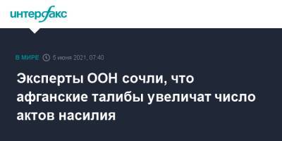 Эксперты ООН сочли, что афганские талибы увеличат число актов насилия - interfax.ru - Москва - Афганистан - Талибан
