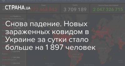 Снова падение. Новых зараженных ковидом в Украине за сутки стало больше на 1 897 человек - strana.ua - Киев - Киевская обл. - Запорожская обл. - Харьковская обл. - Днепропетровская обл.