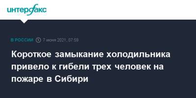 Короткое замыкание холодильника привело к гибели трех человек на пожаре в Сибири - interfax.ru - Москва - Иркутская обл.