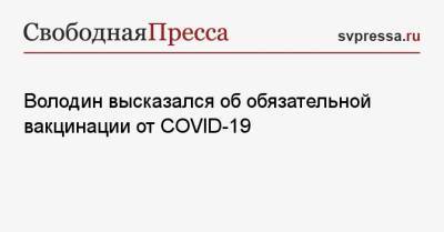Вячеслав Володин - Володин высказался об обязательной вакцинации от COVID-19 - svpressa.ru