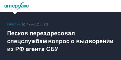 Дмитрий Песков - Песков переадресовал спецслужбам вопрос о выдворении из РФ агента СБУ - interfax.ru - Москва - Украина