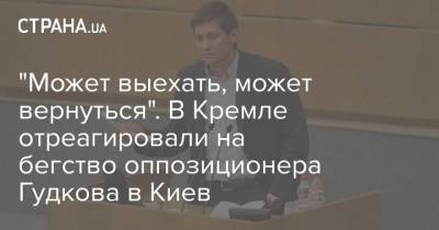 Дмитрий Песков - Дмитрий Гудков - "Может выехать, может вернуться". В Кремле отреагировали на бегство оппозиционера Гудкова в Киев - strana.ua - Россия - Киев