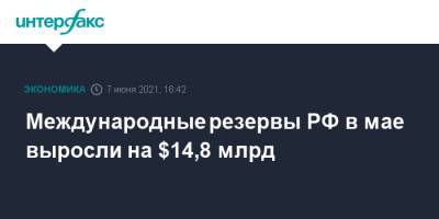 Международные резервы РФ в мае выросли на $14,8 млрд - interfax.ru - Москва