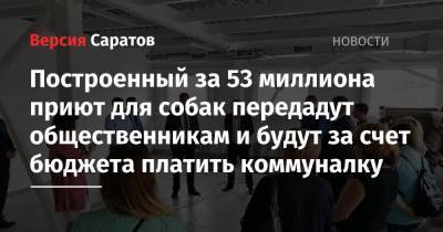 Роман Бусаргин - Построенный за 53 миллиона приют для собак передадут общественникам и будут за счет бюджета платить коммуналку - nversia.ru - Саратов - район Заводский