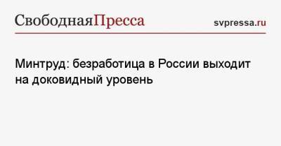 Минтруд: безработица в России выходит на доковидный уровень - svpressa.ru