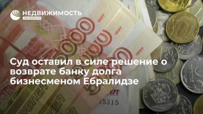 Суд оставил в силе решение о возврате банку долга бизнесменом Ебралидзе - realty.ria.ru - Санкт-Петербург