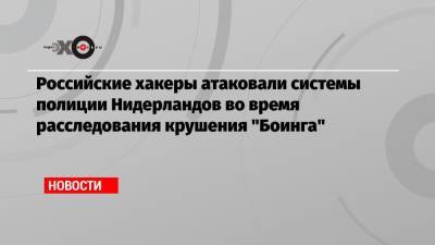 Российские хакеры атаковали системы полиции Нидерландов во время расследования крушения «Боинга» - echo.msk.ru - Голландия