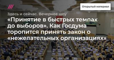 Василий Пискарев - Юрий Синельщиков - «Принятие в быстрых темпах до выборов». Как Госдума торопится принять закон о «нежелательных организациях» - tvrain.ru