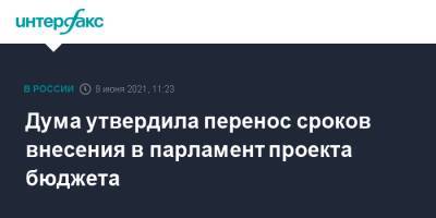 Дума утвердила перенос сроков внесения в парламент проекта бюджета - interfax.ru - Москва
