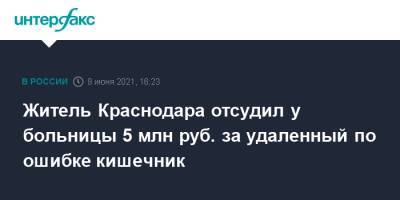 Житель Краснодара отсудил у больницы 5 млн руб. за удаленный по ошибке кишечник - interfax.ru - Москва - Краснодар