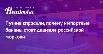 Владимир Путин - Путина спросили, почему импортные бананы стоят дешевле российской моркови - readovka.ru - Россия - Белоруссия - Турция - Липецк