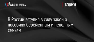 В России вступил в силу закон о пособиях беременным и неполным семьям - ivbg.ru - Россия - Украина - Россияне