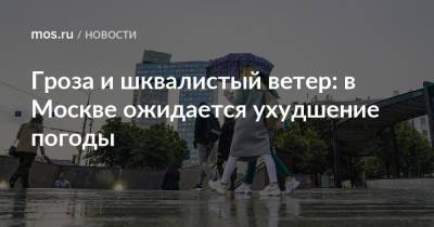 Гроза и шквалистый ветер: в Москве ожидается ухудшение погоды - mos.ru - Москва
