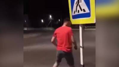 Пьяные жители Воронежской области пытались забодать дорожный знак - piter.tv - Воронеж - Воронежская обл.