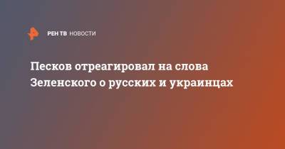 Владимир Зеленский - Дмитрий Песков - Песков отреагировал на слова Зеленского о русских и украинцах - ren.tv - Россия - Украина