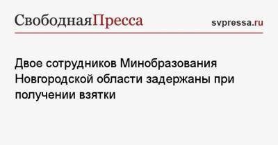 Двое сотрудников Минобразования Новгородской области задержаны при получении взятки - svpressa.ru - Москва - Россия - Новгородская обл.
