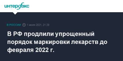 Михаил Мишустин - В РФ продлили упрощенный порядок маркировки лекарств до февраля 2022 г. - interfax.ru - Москва - Россия