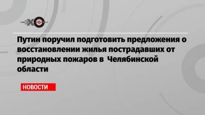 Владимир Путин - Алексей Текслер - Путин поручил подготовить предложения о восстановлении жилья пострадавших от природных пожаров в Челябинской области - echo.msk.ru - Россия - Челябинская обл.