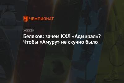 Беляков: зачем КХЛ «Адмирал»? Чтобы «Амуру» не скучно было - championat.com - Новосибирск - Нижний Новгород - Владивосток