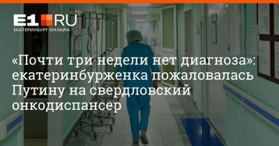 Артем Устюжанин - «Почти три недели нет диагноза»: екатеринбурженка пожаловалась Путину на свердловский онкодиспансер - e1.ru - Россия - Екатеринбург