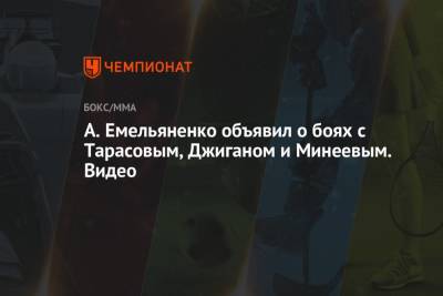 Владимир Минеев - Александр Емельяненко - Артем Тарасов - А. Емельяненко объявил о боях с Тарасовым, Джиганом и Минеевым. Видео - championat.com - Россия - респ. Карачаево-Черкесия