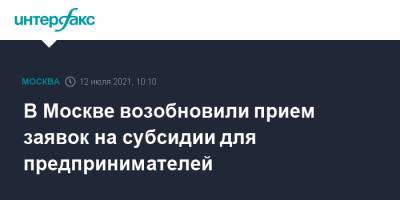 Наталья Сергунина - В Москве возобновили прием заявок на субсидии для предпринимателей - interfax.ru - Москва