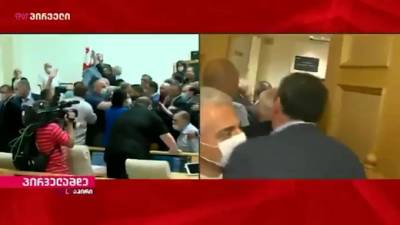 Депутаты грузинского парламента устроили драку во время заседания - piter.tv - Грузия
