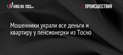 Мошенники украли все деньги и квартиру у пенсионерки из Тосно - ivbg.ru - Украина - Ленинградская обл. - район Тосненский