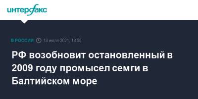 РФ возобновит остановленный в 2009 году промысел семги в Балтийском море - interfax.ru - Москва - Россия - Балтийское Море