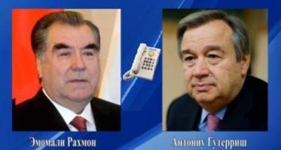 Эмомали Рахмон - Антониу Гутерриш - Эмомали Рахмон провел телефонный разговор Антониу Гутерришем - dialog.tj - Таджикистан