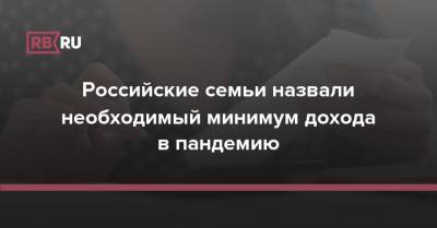 Российские семьи назвали необходимый минимум дохода в пандемию - rb.ru - Россия
