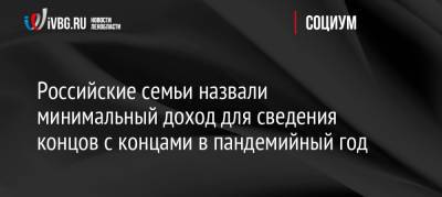 Российские семьи назвали минимальный доход для сведения концов с концами в пандемийный год - ivbg.ru - Россия - Украина