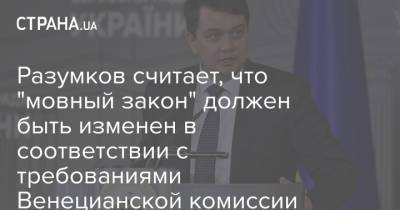 Дмитрий Разумков - Разумков считает, что "мовный закон" должен быть изменен в соответствии с требованиями Венецианской комиссии - strana.ua - Украина