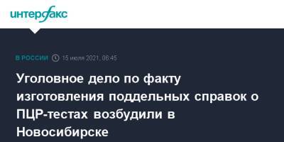 Уголовное дело по факту изготовления поддельных справок о ПЦР-тестах возбудили в Новосибирске - interfax.ru - Москва - Россия - Новосибирск - район Ленинский