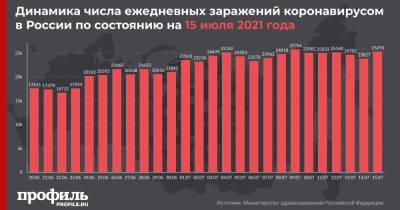 За сутки в России выявили 25293 новых случая COVID-19 - profile.ru - Москва - Россия - Санкт-Петербург - Московская обл. - Магаданская обл.