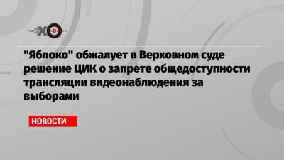 Николай Рыбаков - «Яблоко» обжалует в Верховном суде решение ЦИК о запрете общедоступности трансляции видеонаблюдения за выборами - echo.msk.ru - Москва