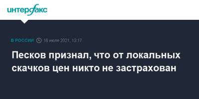 Владимир Путин - Дмитрий Песков - Песков признал, что от локальных скачков цен никто не застрахован - interfax.ru - Москва - Россия