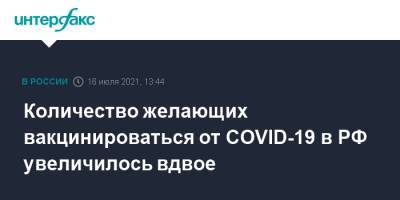 Михаил Мишустин - Количество желающих вакцинироваться от COVID-19 в РФ увеличилось вдвое - interfax.ru - Москва - Россия