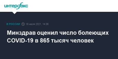 Михаил Мурашко - Минздрав оценил число болеющих COVID-19 в 865 тысяч человек - interfax.ru - Москва - Россия