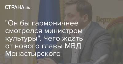 Арсен Аваков - Антон Геращенко - Сергей Стерненко - Денис Монастырский - "Он бы гармоничнее смотрелся министром культуры". Чего ждать от нового главы МВД Монастырского - strana.ua - Украина